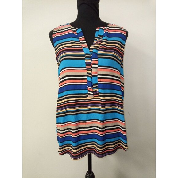 Dana Buchman Blue Pink Striped Tank Top Size Small - Picture 1 of 8